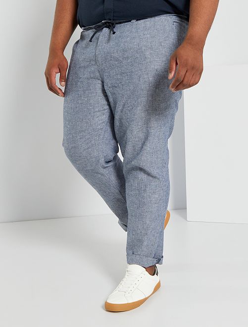 Pantalón chino de lino - azul cambray - Kiabi - 25.00€