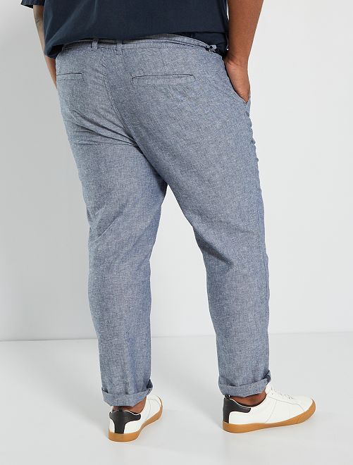 Pantalón chino de lino - azul cambray - Kiabi - 25.00€
