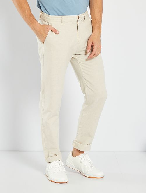 Pantalón chino de lino - BEIGE - Kiabi - 17.00€