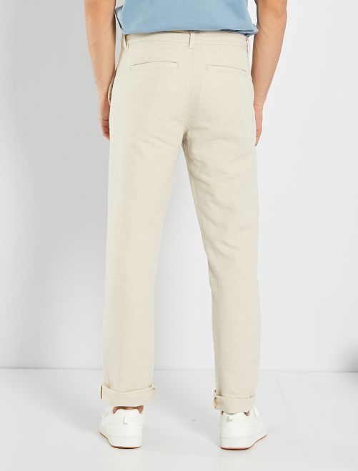 Pantalón chino de lino - BEIGE - Kiabi - 17.00€