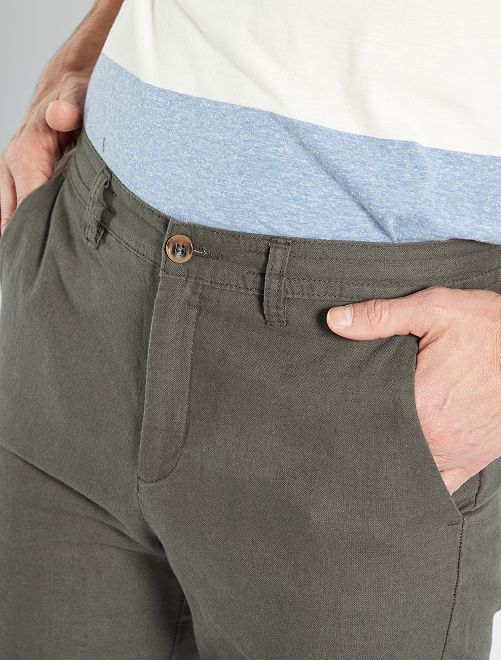 Pantalón chino de lino - KAKI - Kiabi - 17.00€