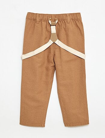 Pantalón chino de lino mezclado con tirantes