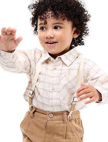 Pantalón chino de lino mezclado con tirantes