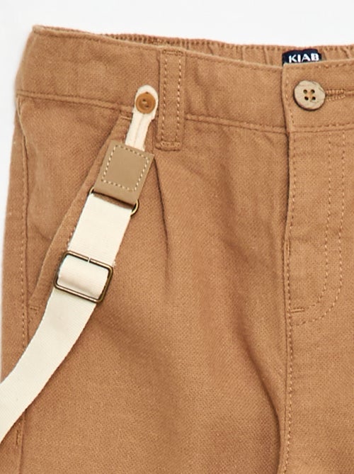 Pantalón chino de lino mezclado con tirantes - Kiabi