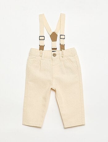 Pantalón chino de lino mezclado con tirantes