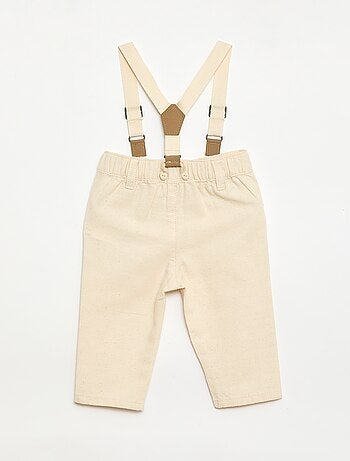 Pantalón chino de lino mezclado con tirantes