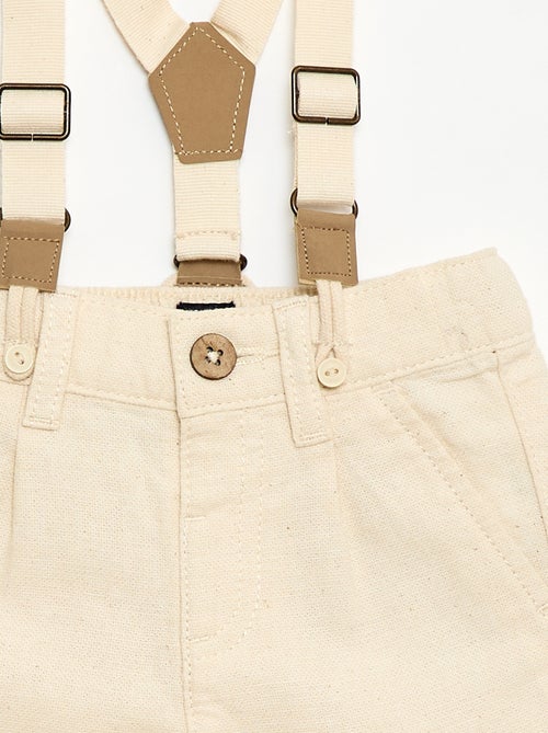 Pantalón chino de lino mezclado con tirantes - Kiabi