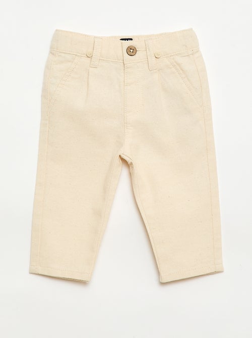 Pantalón chino de lino mezclado con tirantes - Kiabi
