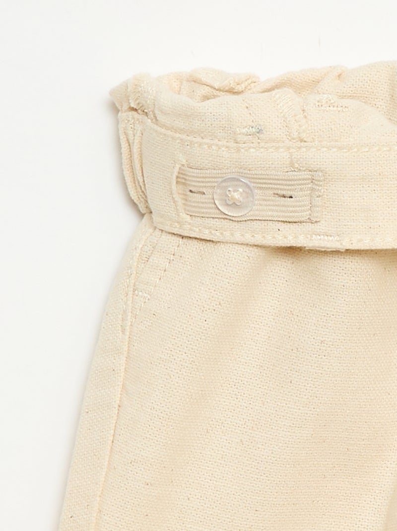 Pantalón chino de lino mezclado con tirantes Blanco - Kiabi