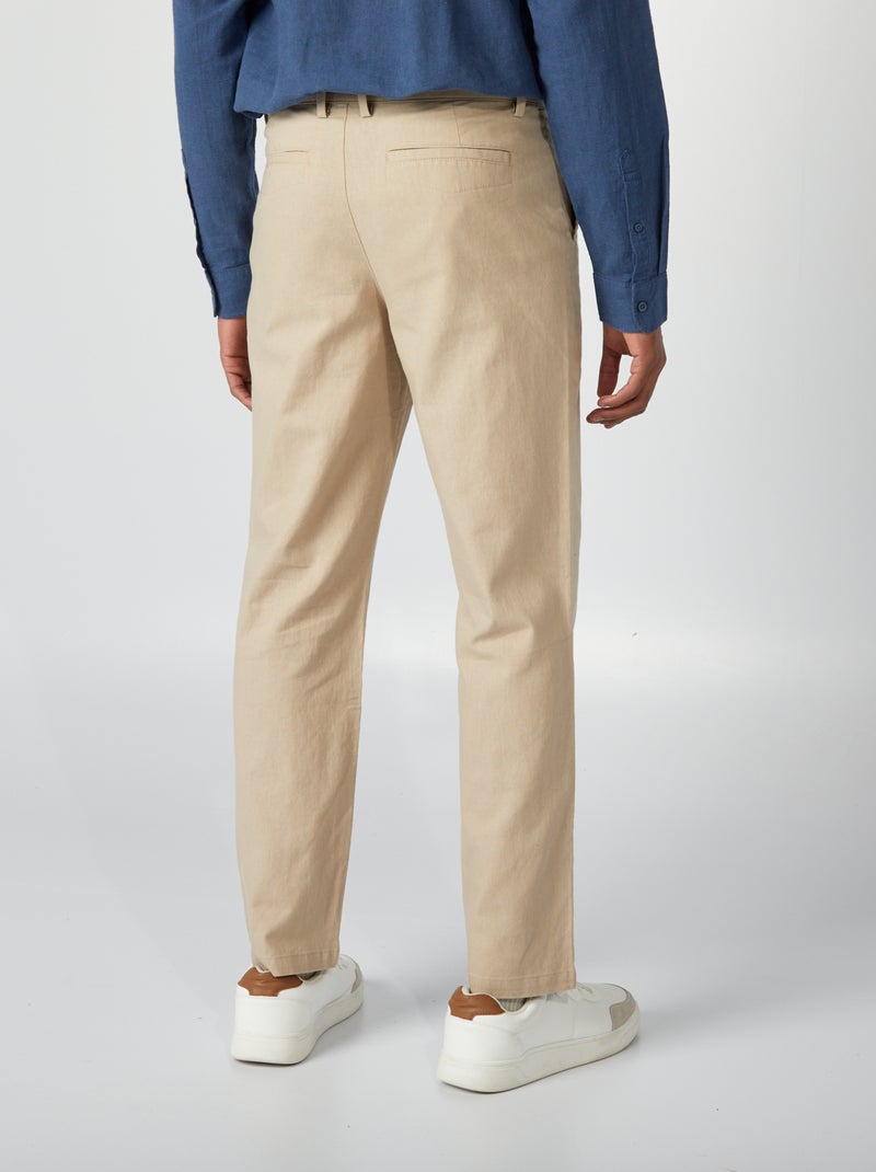 Pantalón chino de mezcla de lino beige - Kiabi