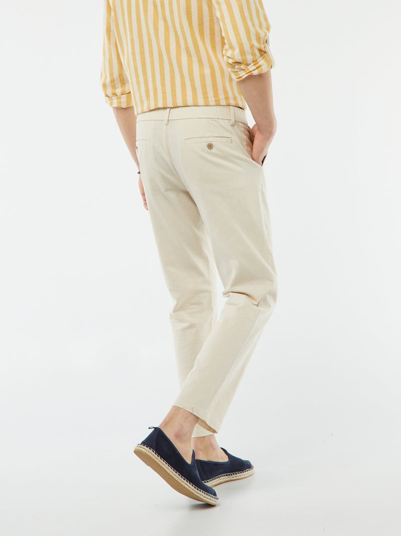 Pantalón chino de mezcla de lino BEIGE - Kiabi