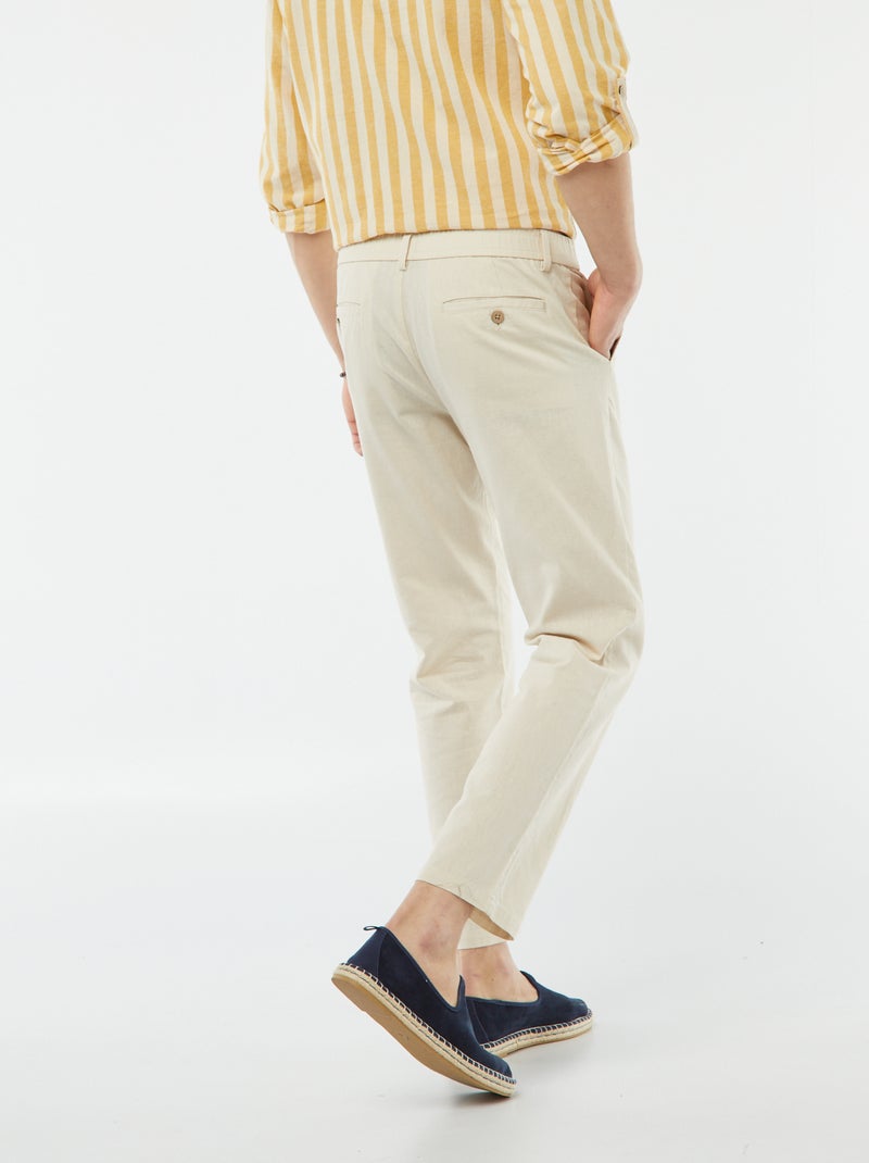 Pantalón chino de mezcla de lino BEIGE - Kiabi