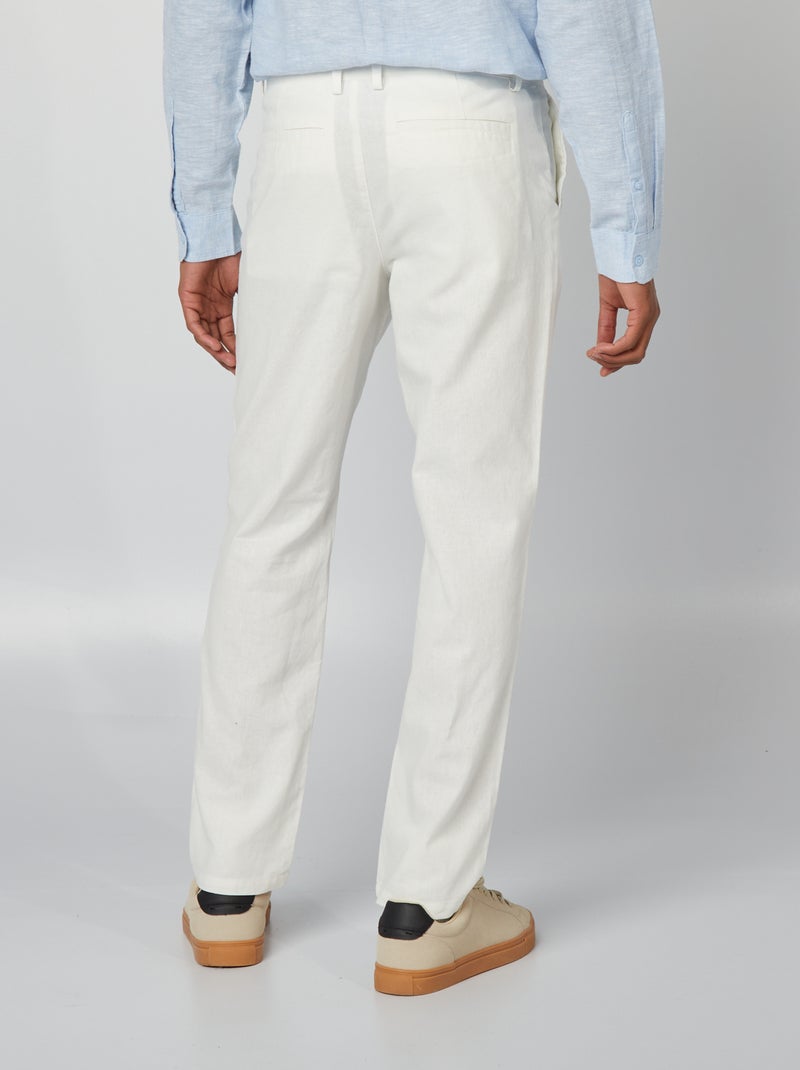 Pantalón chino de mezcla de lino BLANCO - Kiabi
