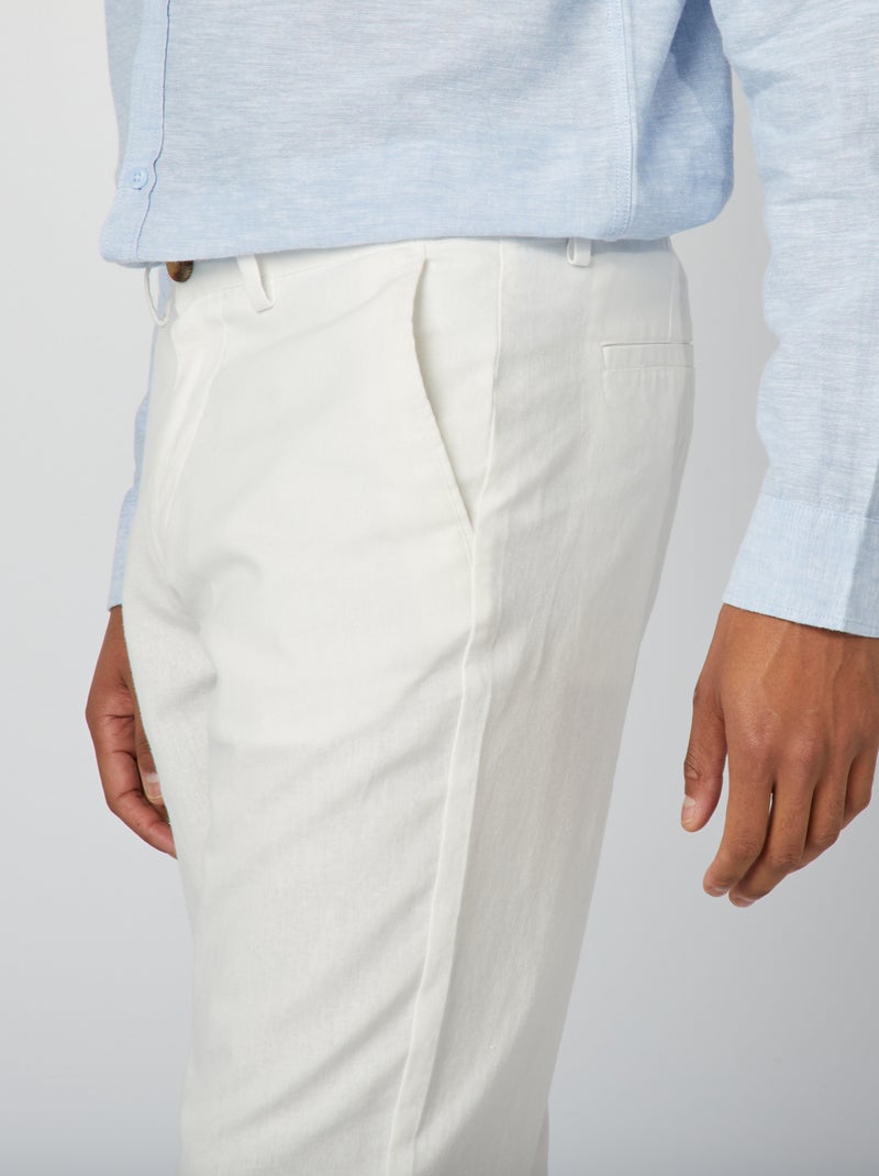 Pantalón chino de mezcla de lino BLANCO - Kiabi