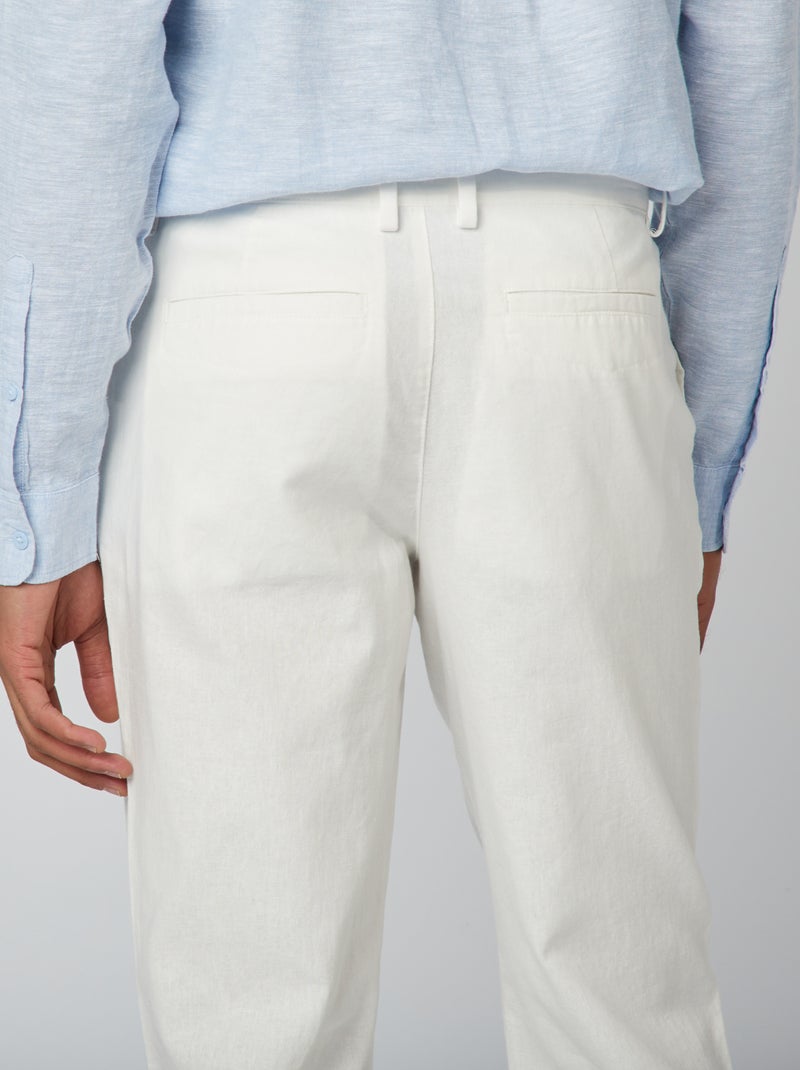 Pantalón chino de mezcla de lino BLANCO - Kiabi