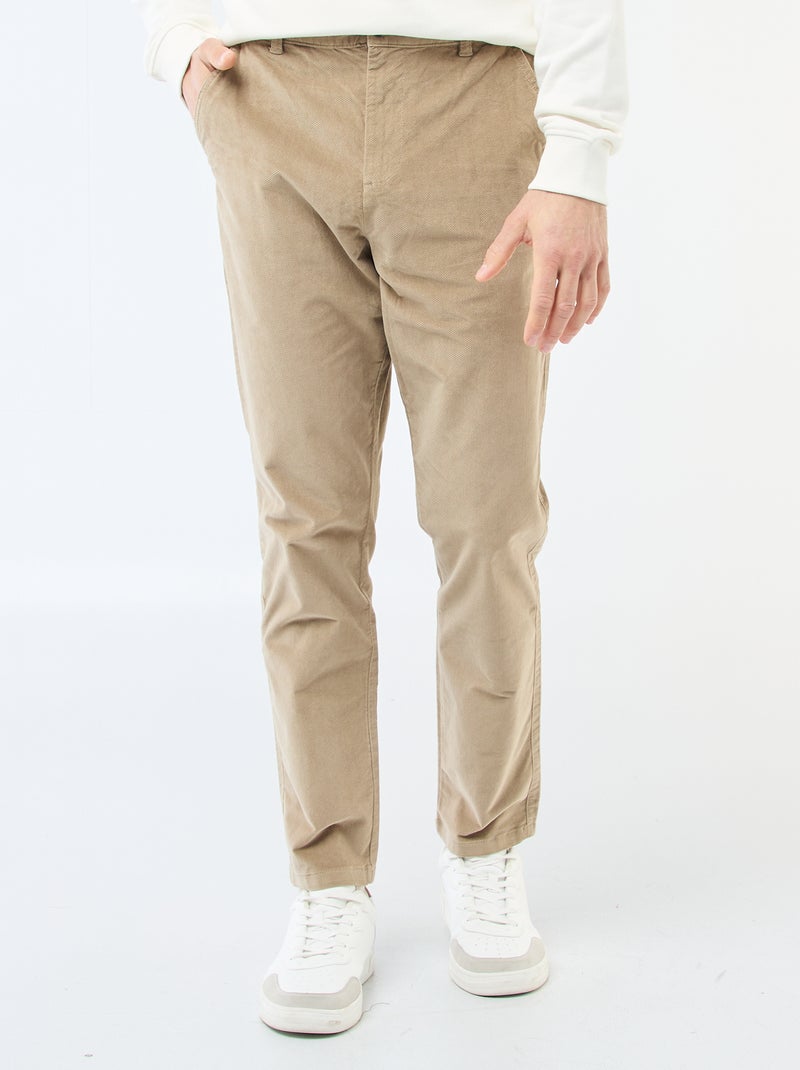 Pantalón chino de pana corte estándar Beige - Kiabi