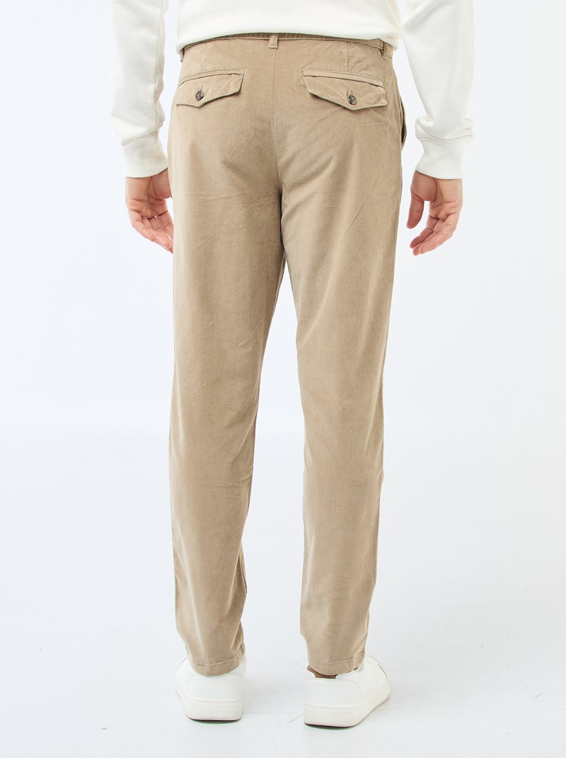 Pantalón chino de pana corte estándar Beige - Kiabi