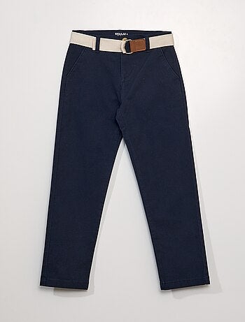Pantalón chino de sarga + cinturón - Kiabi