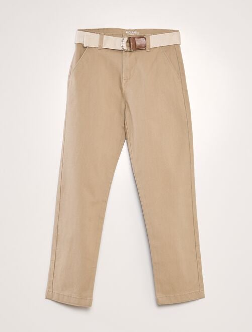 Pantalón chino de sarga + cinturón - Kiabi