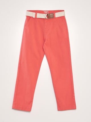 Pantalón chino de sarga + cinturón