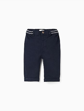 Pantalón chino de sarga con cinta a rayas