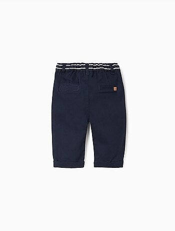 Pantalón chino de sarga con cinta a rayas