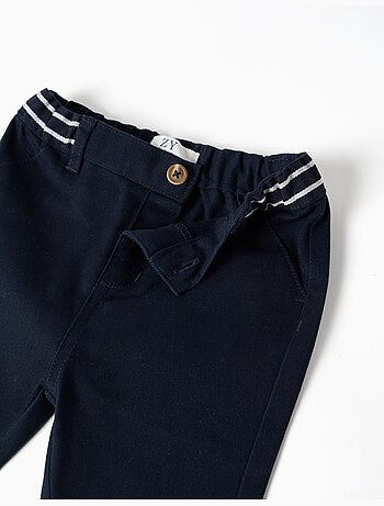 Pantalón chino de sarga con cinta a rayas