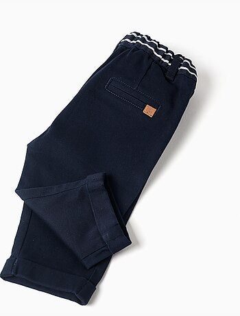 Pantalón chino de sarga con cinta a rayas