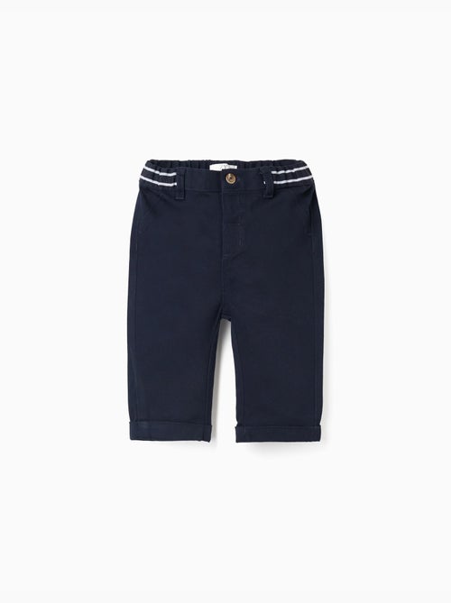 Pantalón chino de sarga con cinta a rayas - Kiabi