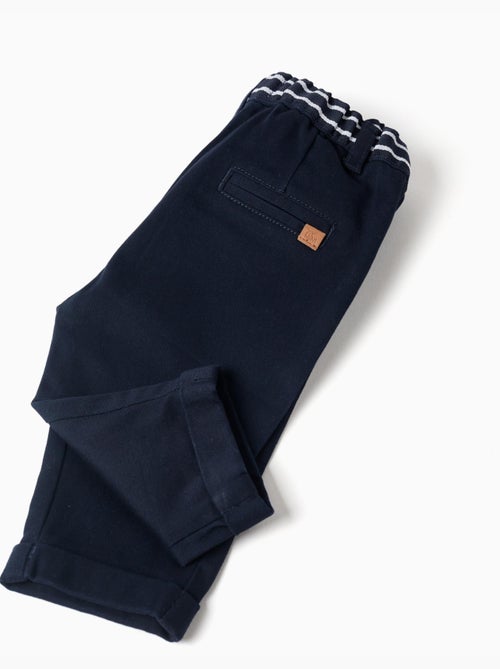 Pantalón chino de sarga con cinta a rayas - Kiabi