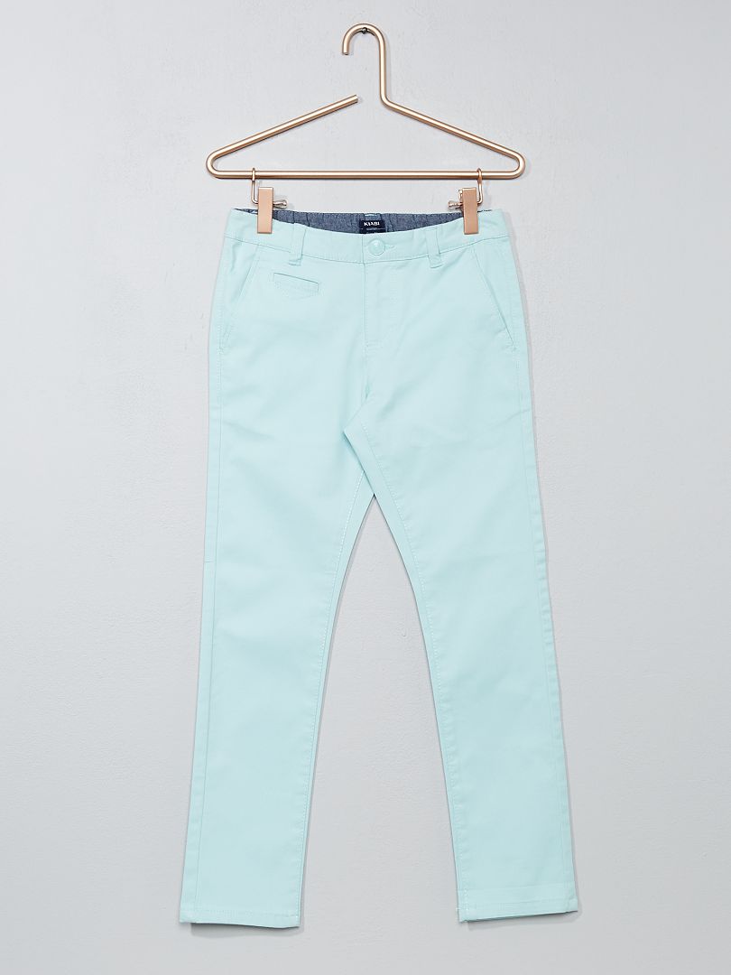 Pantalón chino de sarga corte slim azul claro - Kiabi