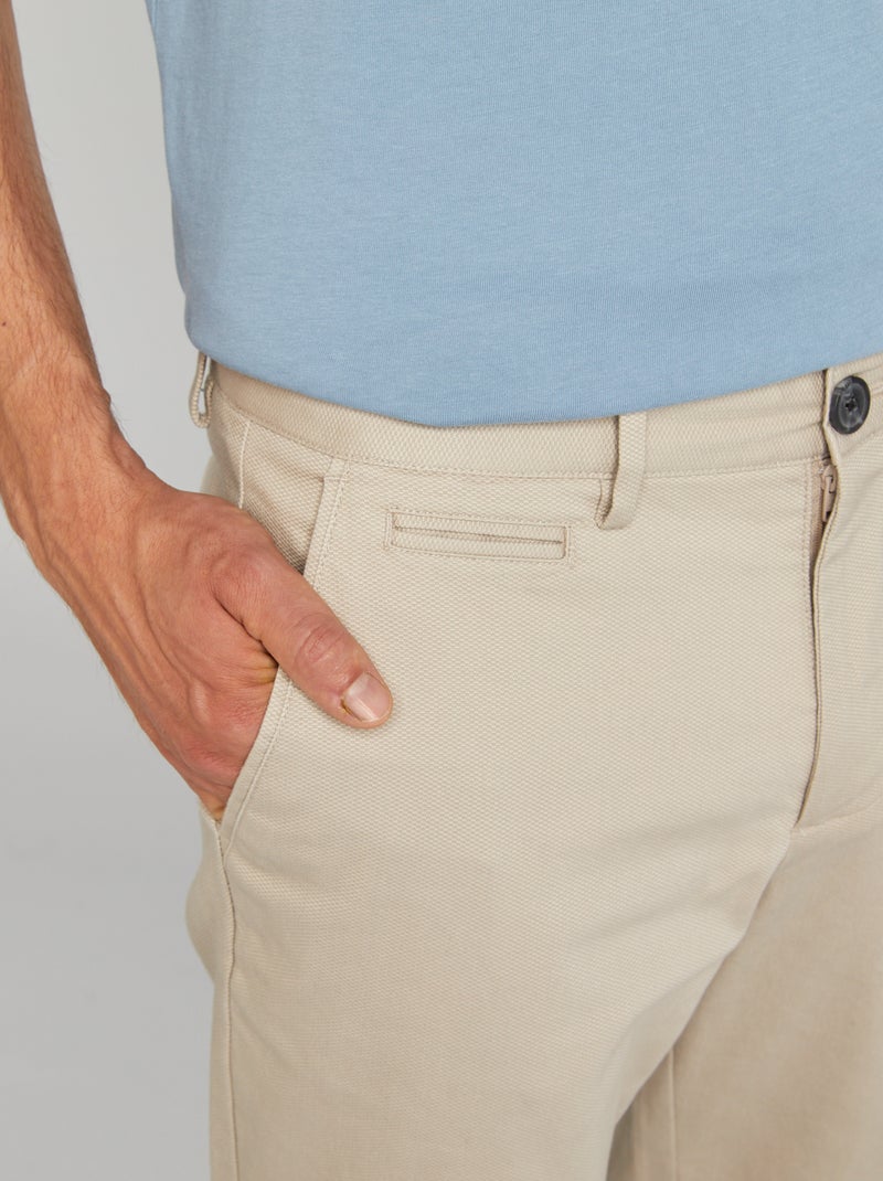 Pantalón chino de sarga corte slim beige - Kiabi