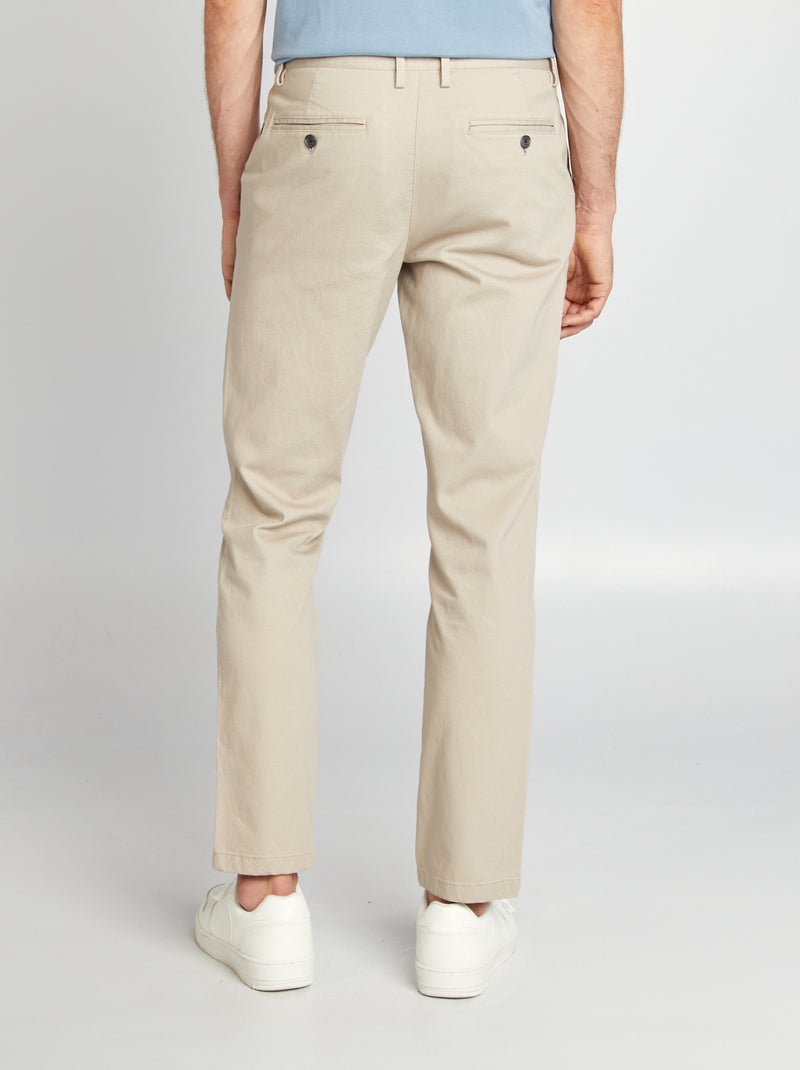 Pantalón chino de sarga corte slim beige - Kiabi