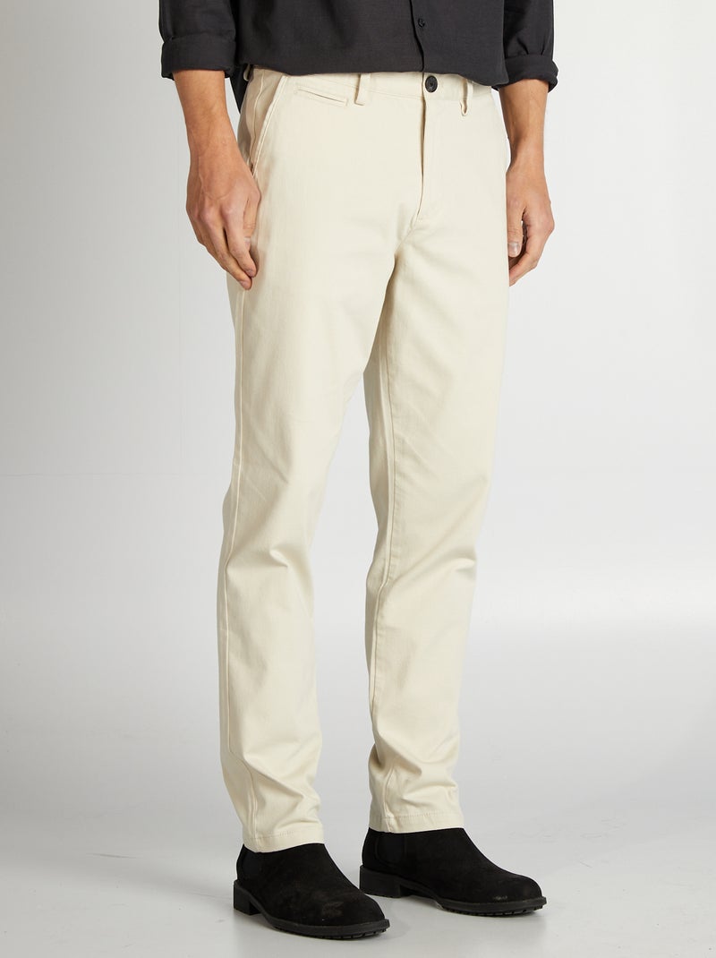Pantalón chino de sarga corte slim BLANCO - Kiabi