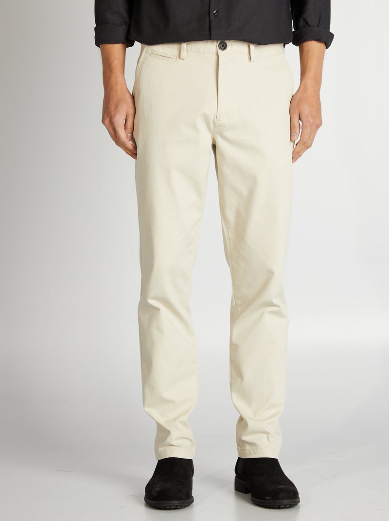 Pantalón chino de sarga corte slim BLANCO - Kiabi