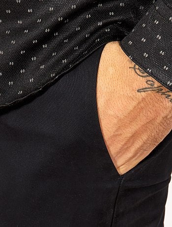 Pantalón chino de sarga de algodón elástica - Kiabi