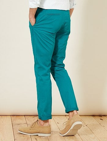 Hombre talla S-XXL - Pantalón chino de sarga de algodón elástica - Kiabi