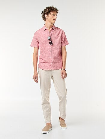Pantalón chino de sarga de algodón elástico liso