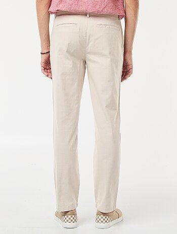 Pantalón chino de sarga de algodón elástico liso