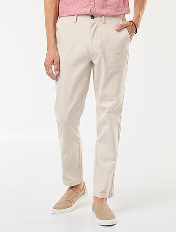 Pantalón chino de sarga de algodón elástico liso