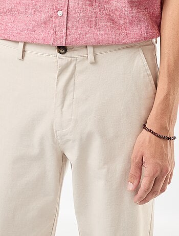 Pantalón chino de sarga de algodón elástico liso