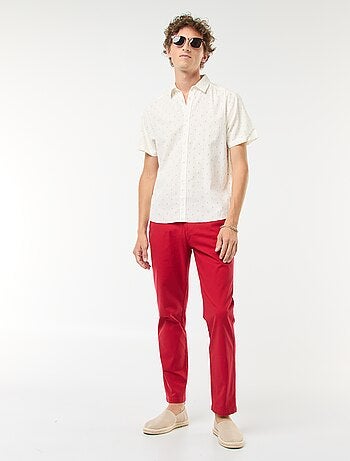 Pantalón chino de sarga de algodón elástico liso