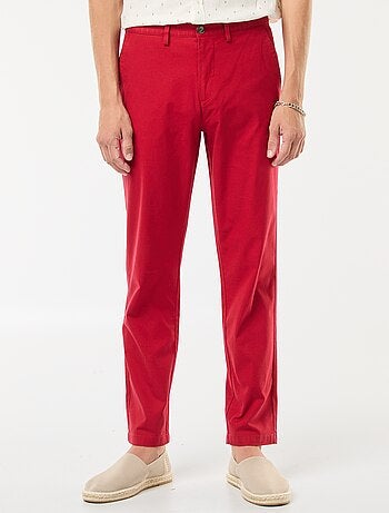 Pantalón chino de sarga de algodón elástico liso