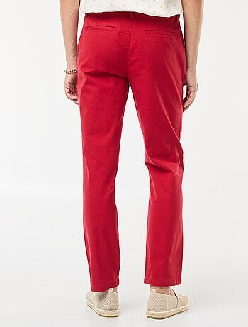 Pantalón chino de sarga de algodón elástico liso