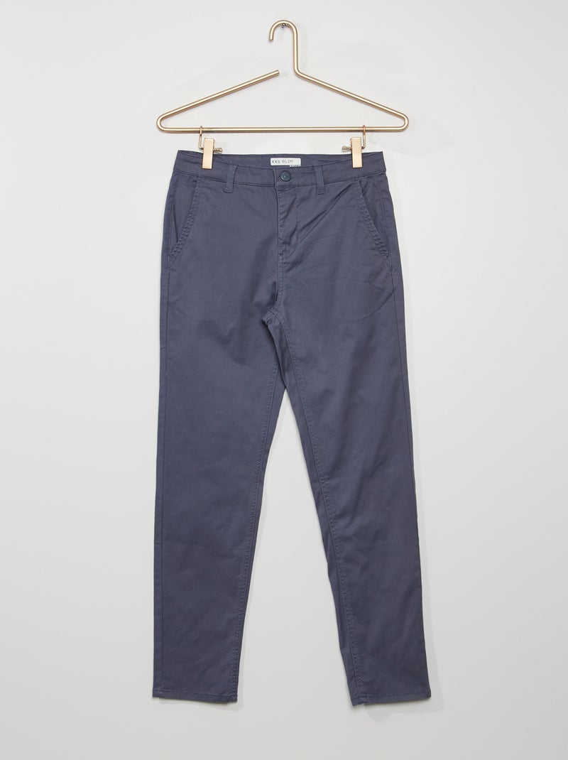 Pantalón chino de sarga de algodón GRIS - Kiabi