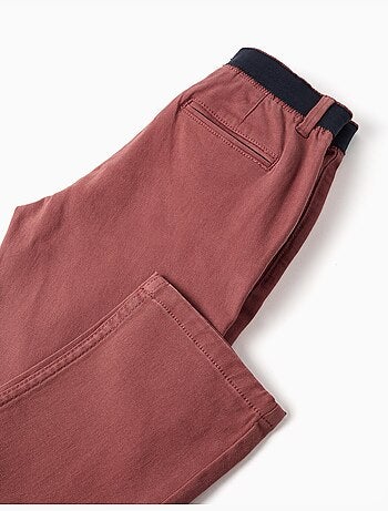Pantalón chino de sarga recto con banda elástica