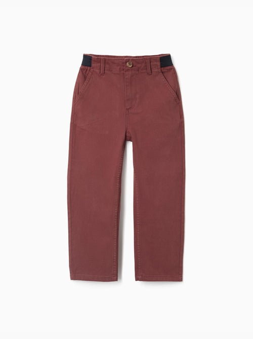 Pantalón chino de sarga recto con banda elástica - Kiabi Pantalón chino de sarga recto con banda elástica - Kiabi