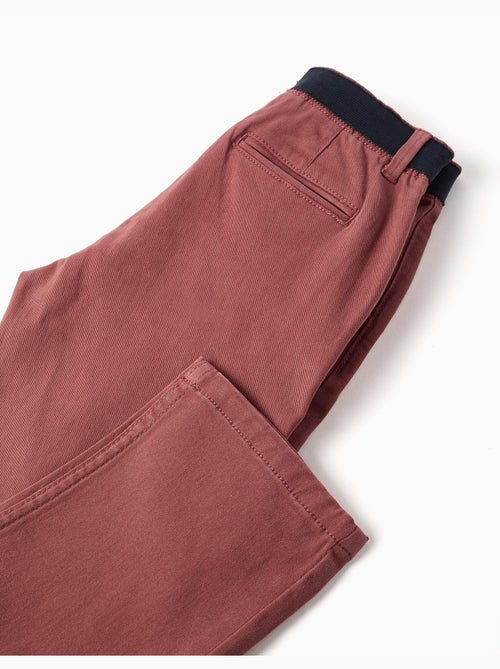 Pantalón chino de sarga recto con banda elástica - Kiabi Pantalón chino de sarga recto con banda elástica - Kiabi