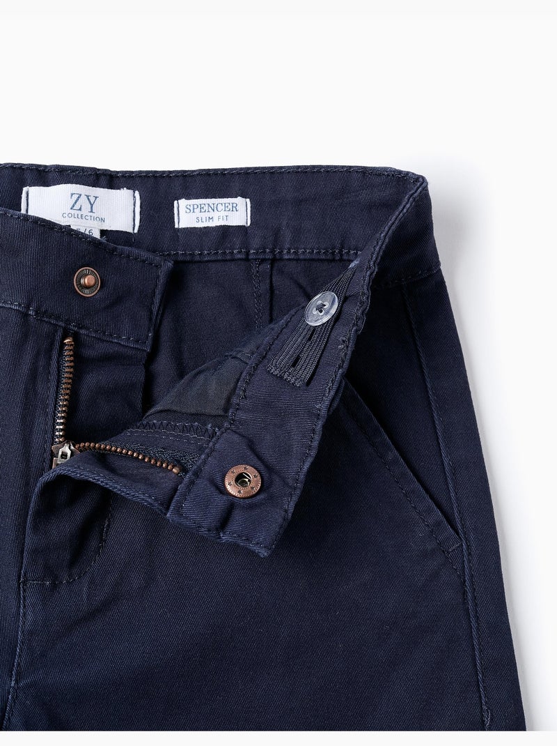 Pantalón Chino de Sarga slim fit Azul oscuro - Kiabi