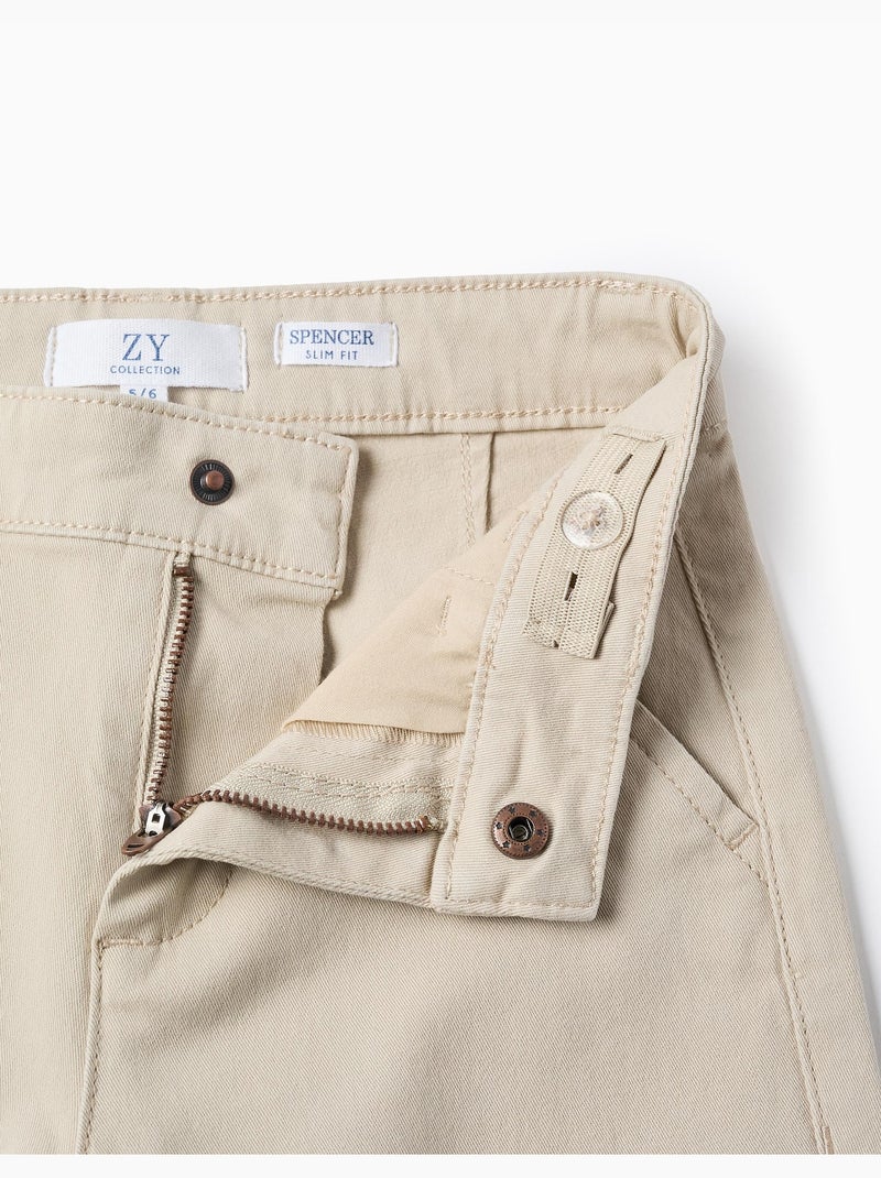 Pantalón Chino de Sarga slim fit Beige claro - Kiabi
